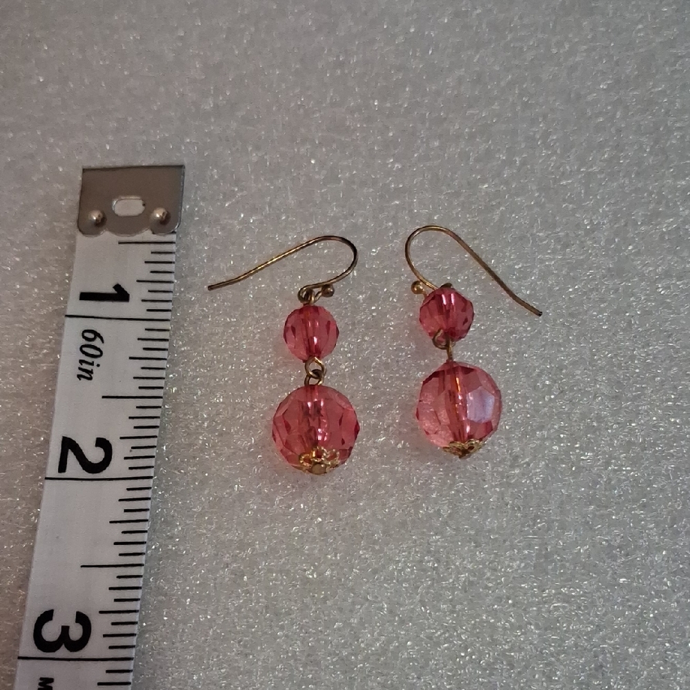 Pink Beaded Drop Earrings